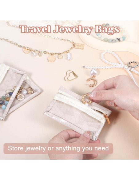 12 Bolsas de Joyería de Viaje Jeqqinuz con Cremallera Terciopelo 12 Bolsas de Joyería de Viaje Jeqqinuz con Cremallera Terciopelo