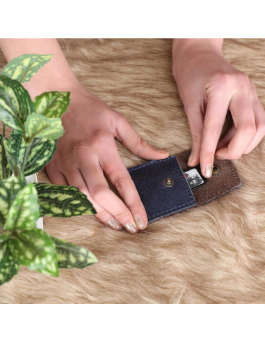 Funda de Anillo de Cuero Azul TheAntiq - Hecha a Mano, Compacta