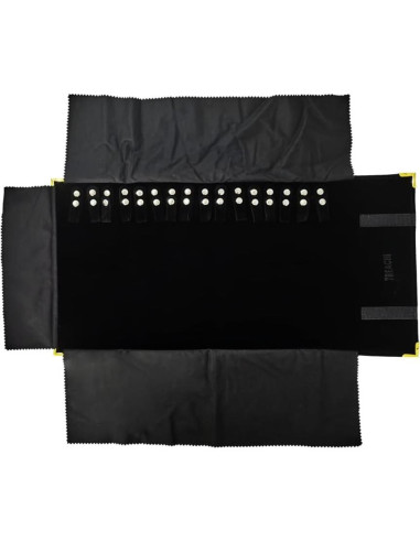 Bolsa de Joyería Portátil Treachi de Terciopelo Negro con Clips