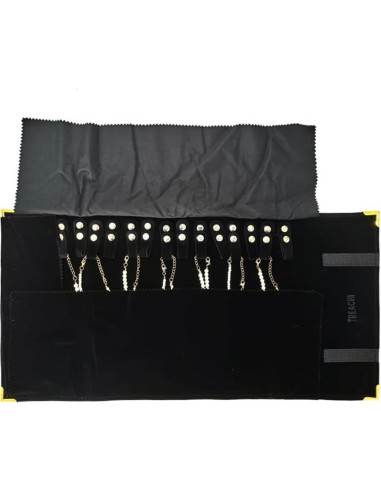 Bolsa de Joyería Portátil Treachi de Terciopelo Negro con Clips