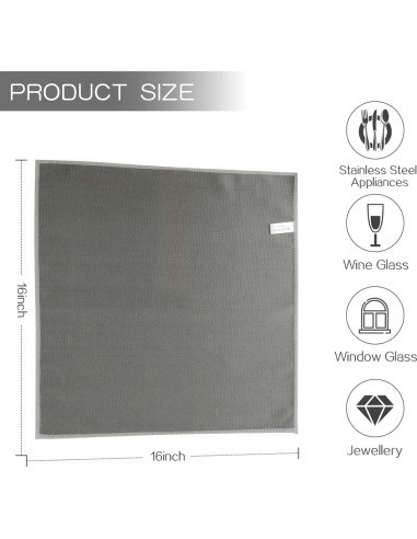 Paño de Limpieza de Microfibra SINLAND 6 Unidades 40.64x40.64 cm Gris