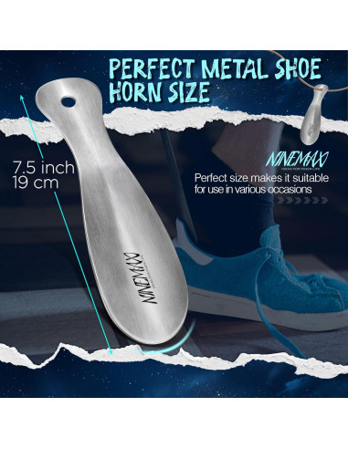 Cuerno de Zapato de Metal NINEMAX 19.05 cm Portátil para Viaje
