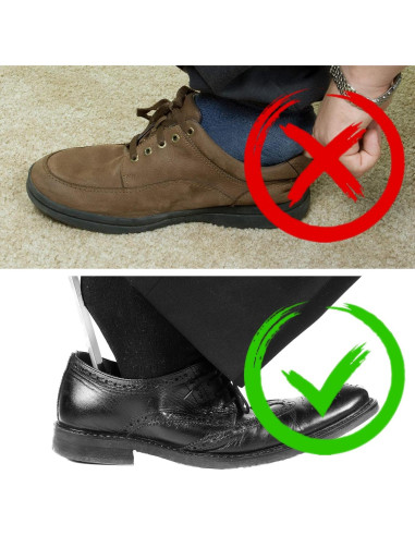Cuerno de Zapato de Metal 80 cm con Mango de Cuero - Unisex