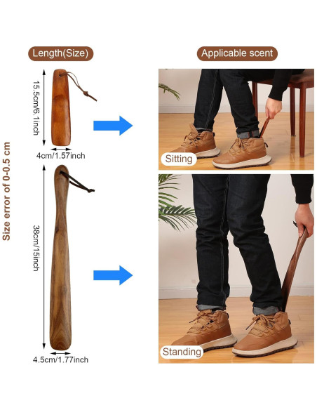Juego de 2 Cuernos de Zapato de Madera Gandeer 38cm y 15.5cm Juego de 2 Cuernos de Zapato de Madera Gandeer 38cm y 15.5cm