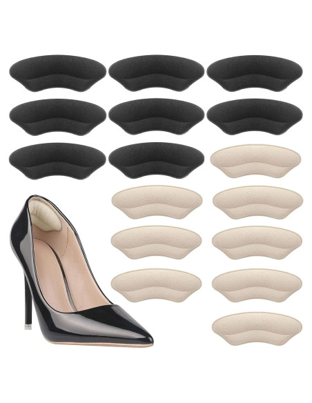 8 Pares de Almohadillas de Talón DOMEJO - Ajuste Universal Beige/Negro 8 Pares de Almohadillas de Talón DOMEJO - Ajuste Universal Beige/Negro