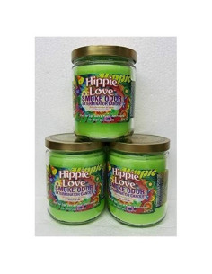 Juego de 3 Velas Exterminador de Olores Amor Hippie 368g