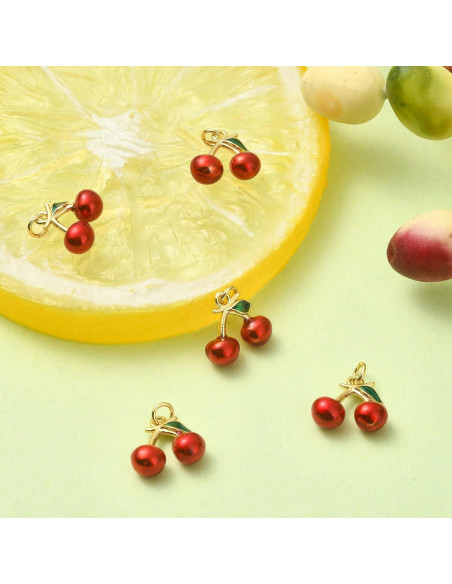 5 Piezas Encanto Cereza Roja Esmalte DanLingJewelry 11mm 5 Piezas Encanto Cereza Roja Esmalte DanLingJewelry 11mm