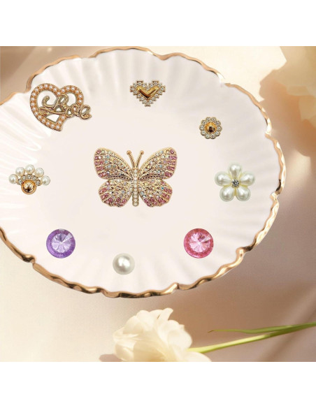 Juego de Encantos de Zapatos Brillantes YMO - 20 Piezas con Perlas y Flores Juego de Encantos de Zapatos Brillantes YMO - 20 Piezas con Perlas y Flores