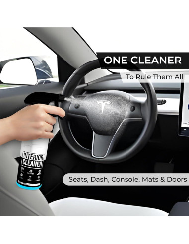 Limpiador Interior Teslux 16oz para Tesla Cuero Vegano Blanco y Negro