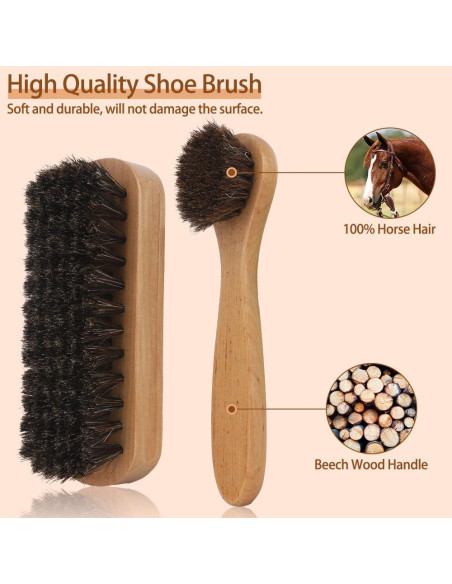 Kit de Cepillos para Zapatos SythorYang - 2 Pcs Cerda de Caballo Kit de Cepillos para Zapatos SythorYang - 2 Pcs Cerda de Caballo