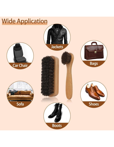 Kit de Cepillos para Zapatos SythorYang - 2 Pcs Cerda de Caballo Kit de Cepillos para Zapatos SythorYang - 2 Pcs Cerda de Caballo
