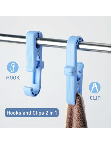 8 Clips de Plástico Jydesicr para Colgar Ropa y Toallas Azul