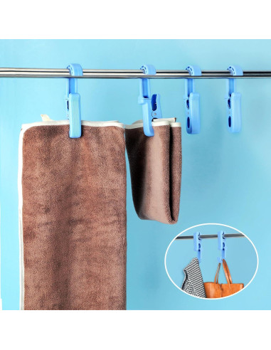 8 Clips de Plástico Jydesicr para Colgar Ropa y Toallas Azul