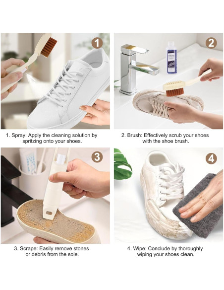 Kit de Limpieza de Zapatos NUKied - Cepillo 3 en 1 y Spray Kit de Limpieza de Zapatos NUKied - Cepillo 3 en 1 y Spray