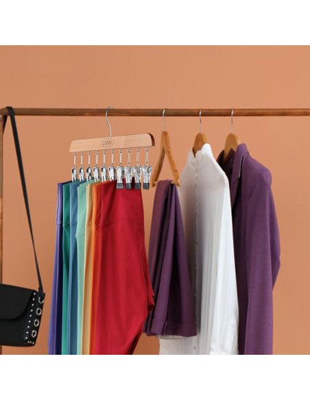 Organizador de Leggings JJOO con Clips y Mango de Madera Organizador de Leggings JJOO con Clips y Mango de Madera