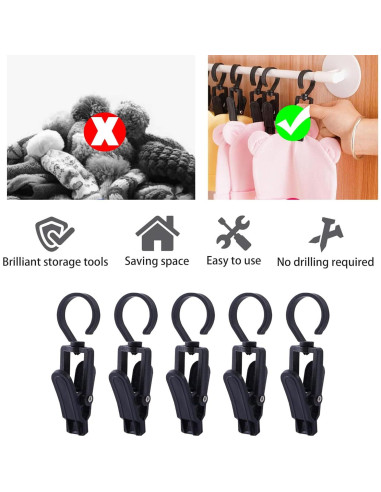 Clip Multifuncional Rotable AKOAK 10 Pcs Negro 10.5 cm
