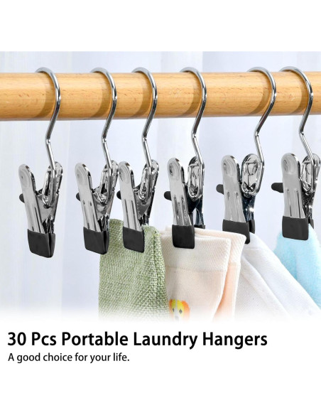 Ganchos para Ropa Portátiles JINGIHE 30 Pcs Acero Inoxidable Ganchos para Ropa Portátiles JINGIHE 30 Pcs Acero Inoxidable