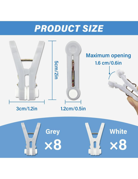 Pinzas de Ropa Antideslizantes WisePoint, 16 Piezas 5x3x2 cm Pinzas de Ropa Antideslizantes WisePoint, 16 Piezas 5x3x2 cm