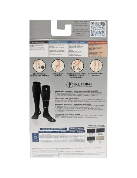 Calcetines de Compresión Truform 1954 para Hombre, 30-40 mmHg, Negro, Grande Calcetines de Compresión Truform 1954 para Hombre, 30-40 mmHg, Negro, Grande