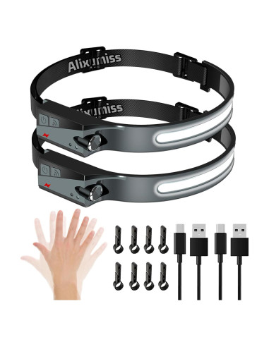 Linterna Frontal LED Alixumiss Paquete de 2 1200 lúmenes