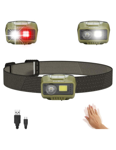 Linterna Frontal LED EverBrite Verde 9 Modos Recargable