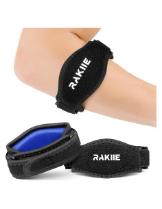 Faja para Codo de Tenis Rakiie - 2 Paquetes, Ajustable, Azul