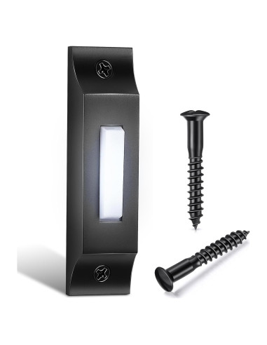 Botón de timbre LED Enhon, metal negro mate, 7.62 cm