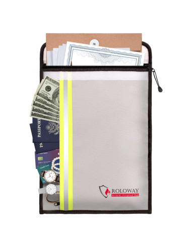Bolsa a Prueba de Fuego ROLOWAY 38x28 cm 2 Bolsillos Plata