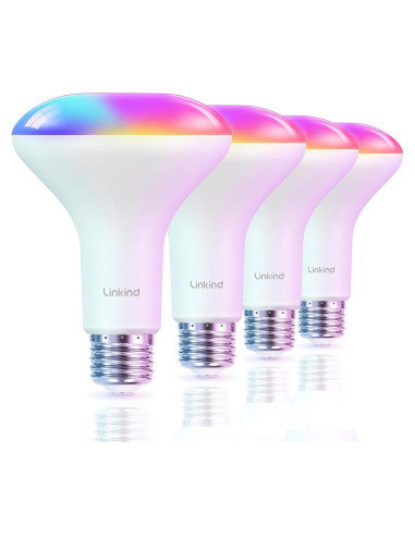 Bombillas Inteligentes Linkind BR30 RGBTW E26 8W Paquete de 4