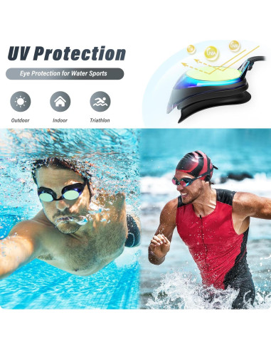 Gafas de Natación Antivaho Seago para Adultos Rosa y Dorado