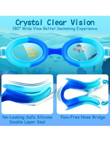 Gafas de natación COOLOO para niños, 2 paquetes, anti-vaho