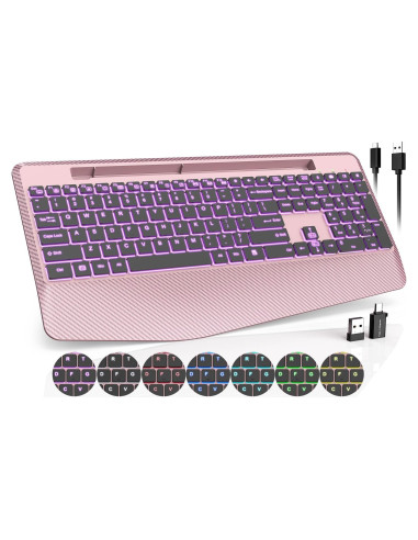 Teclado Inalámbrico Trueque Oro Rosa con Retroiluminación
