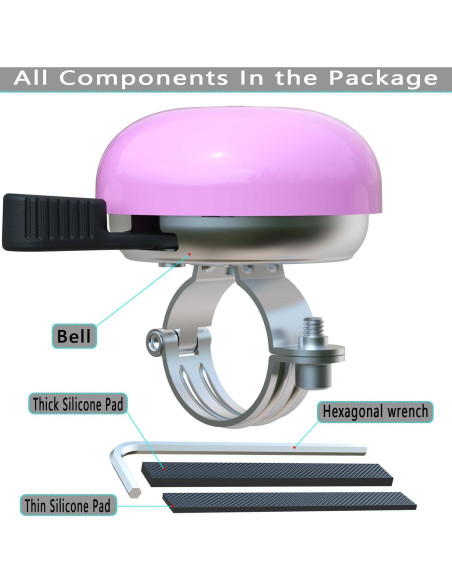 Campana de Bicicleta Greallthy Clásica Rosa para Manillar Campana de Bicicleta Greallthy Clásica Rosa para Manillar