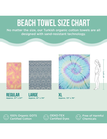Toalla de Playa Sand Cloud 100% Algodón Turco Orgánico 96.5x162.6cm Toalla de Playa Sand Cloud 100% Algodón Turco Orgánico 96.5x162.6cm