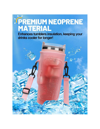 Soporte para Botellas PAMASE Rosa 40oz con Bolsillo y Correa