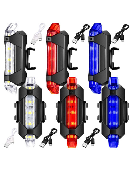 6 Luces para Bicicleta Mudder Recargables USB Impermeables 6 Luces para Bicicleta Mudder Recargables USB Impermeables