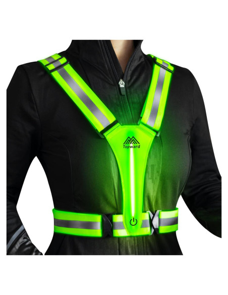 Chaleco Reflectante LED Topward Verde para Correr y Caminar Chaleco Reflectante LED Topward Verde para Correr y Caminar