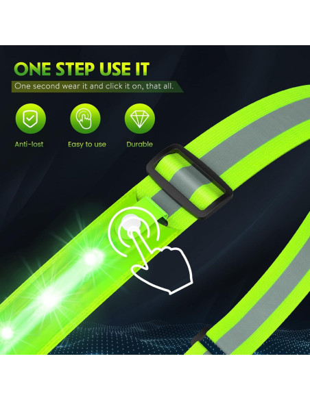 Banda Reflectante LED Simket Ajustable para Correr y Caminar Banda Reflectante LED Simket Ajustable para Correr y Caminar