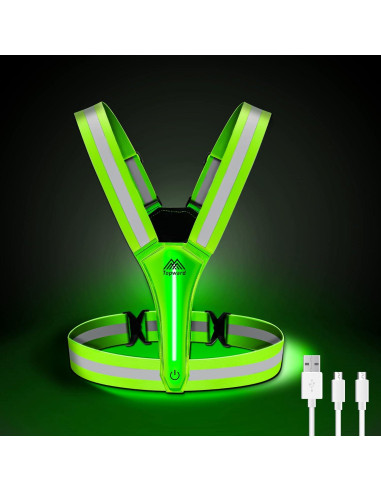 Chaleco Reflectante LED Topward Verde para Correr y Caminar