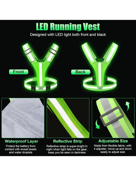 Chaleco Reflectante LED SAWNZC Verde Fluorescente Ajustable Chaleco Reflectante LED SAWNZC Verde Fluorescente Ajustable