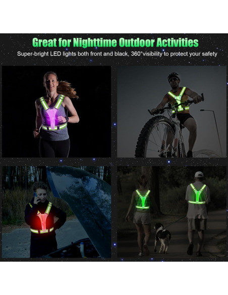 Chaleco Reflectante LED SAWNZC Verde Fluorescente Ajustable Chaleco Reflectante LED SAWNZC Verde Fluorescente Ajustable