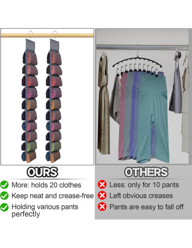 Aulock Organizador Colgante para Ropa 2 Piezas Gris 40 Compartimentos