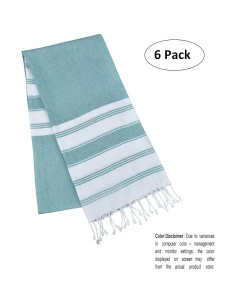 Toallas de Playa Peshtemal GLAMBURG Set de 6 Algodón 91x180 cm Verde Azulado 2