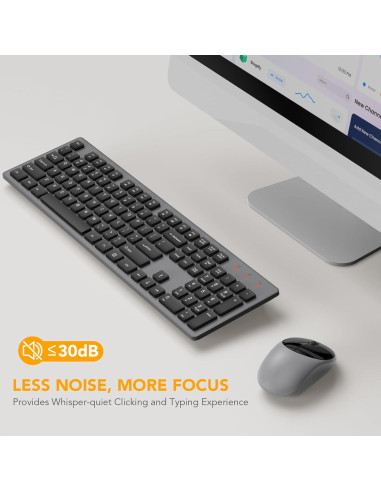 Combo Teclado y Ratón Inalámbricos WisFox USB Silencioso