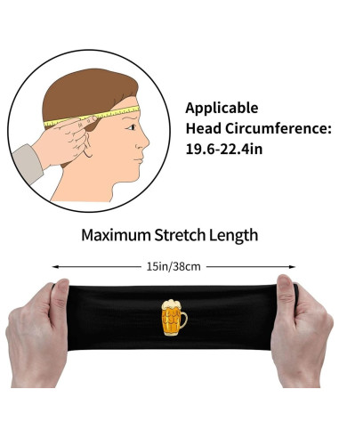 Diadema Deportiva Unisex QIZYOQA Absorbente de Sudor Negra