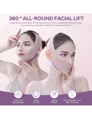 Cinta de levantamiento facial Glowphire Rosa - Mascarilla en V