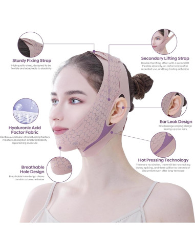 Cinta de levantamiento facial Glowphire Rosa - Mascarilla en V