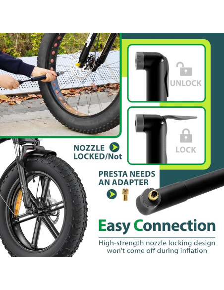 Bomba de Bicicleta Mini Hycline 120 PSI Válvula Dual Portátil Bomba de Bicicleta Mini Hycline 120 PSI Válvula Dual Portátil