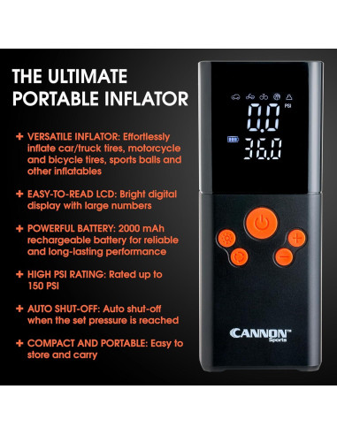 Bomba de aire eléctrica portátil Cannon Sports 1394 - 150 PSI