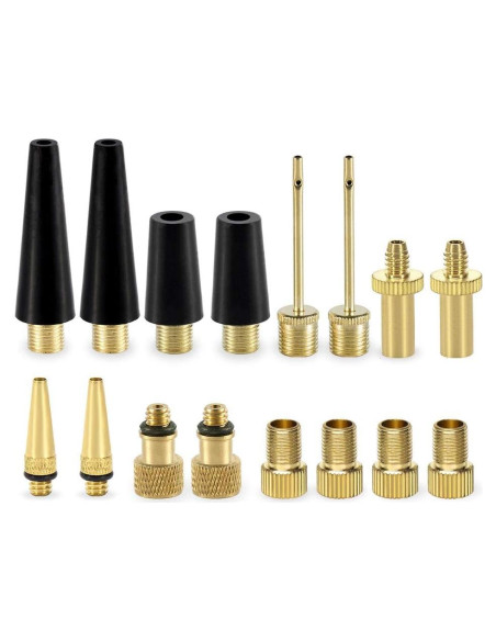 Kit de Adaptadores de Válvula YASI 16PCS para Bicicleta y Pelotas Kit de Adaptadores de Válvula YASI 16PCS para Bicicleta y Pelotas
